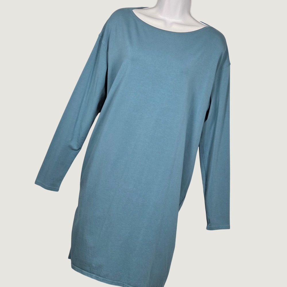 Lululemon Women 8 Back in Action Long Sleeve Pima Cotton Mini Dress Capture Blue